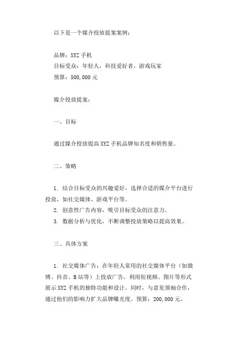 媒介投放提案案例