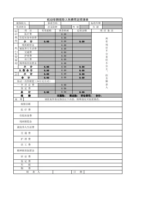 05人伤定损清单