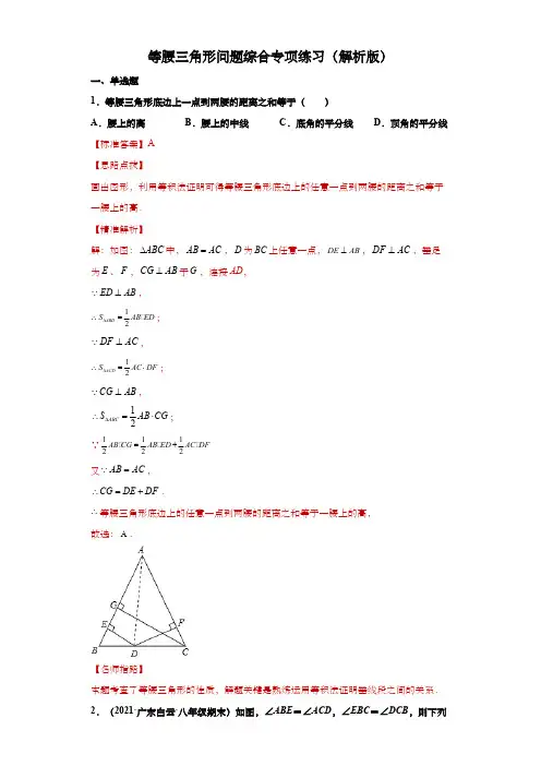 等腰三角形问题综合专项练习(解析版)