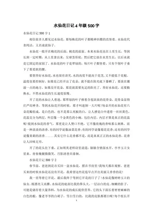 水仙花日记4年级500字