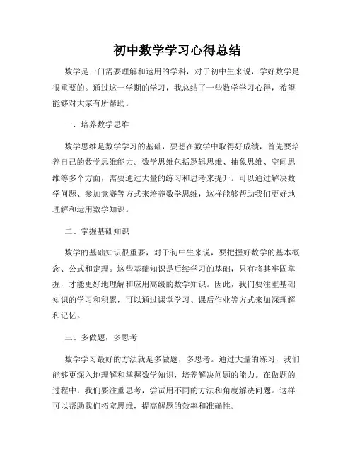 初中数学学习心得总结