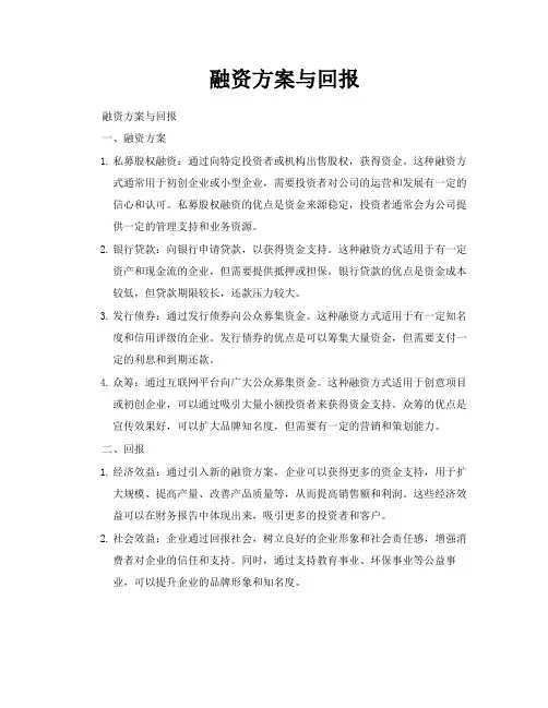 融资方案与回报
