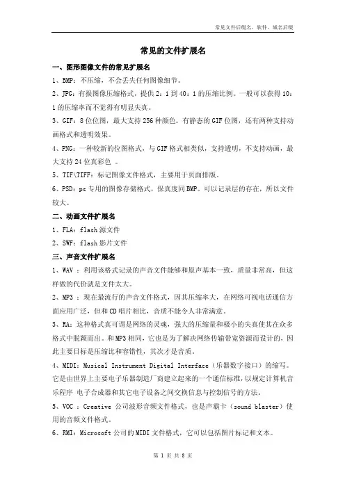 计算机：常见的文件扩展名、软件、域名后缀