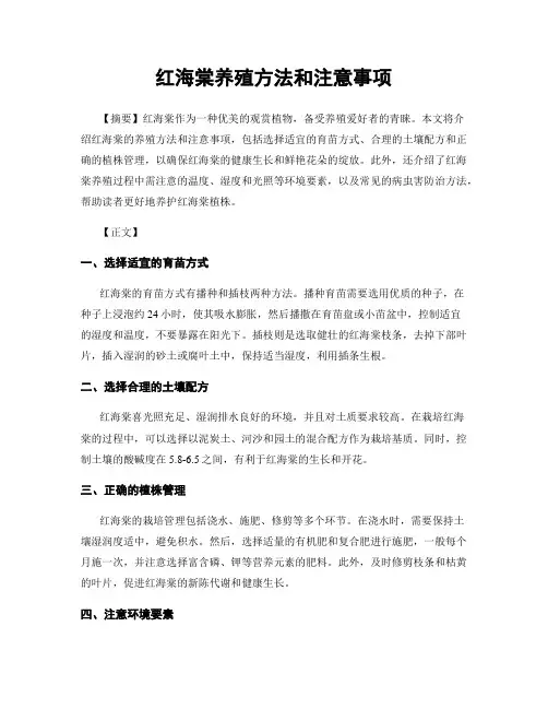 红海棠养殖方法和注意事项