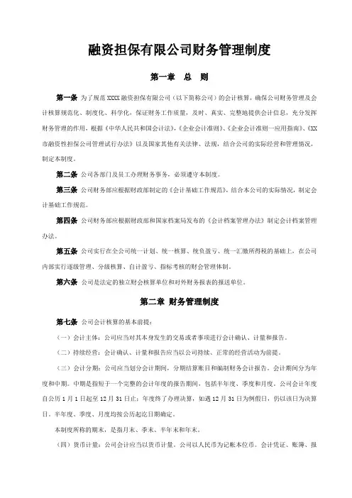 融资担保有限公司财务管理制度