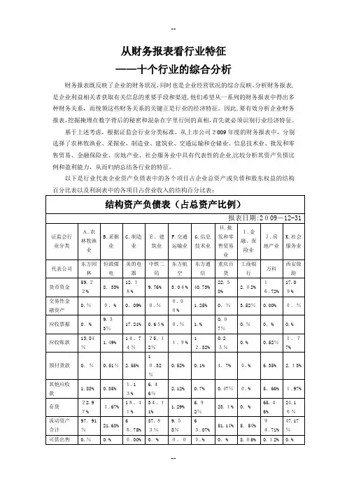 从财务报表看行业特征