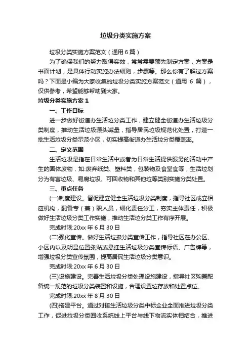 垃圾分类实施方案范文（通用6篇）