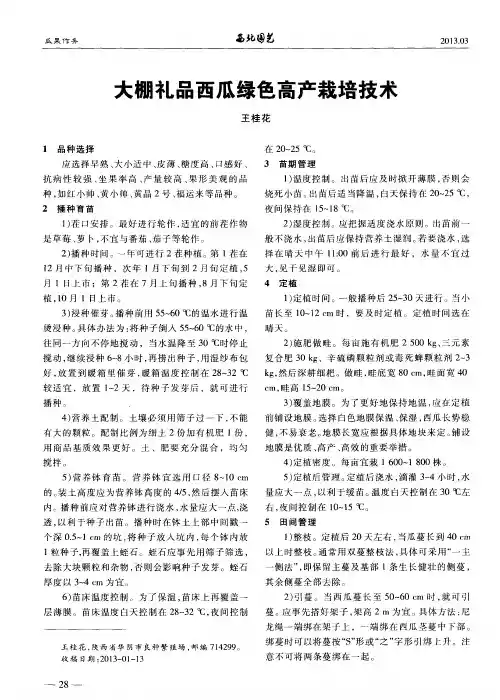 大棚礼品西瓜绿色高产栽培技术