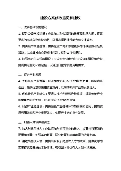 建设方案修改意见和建议