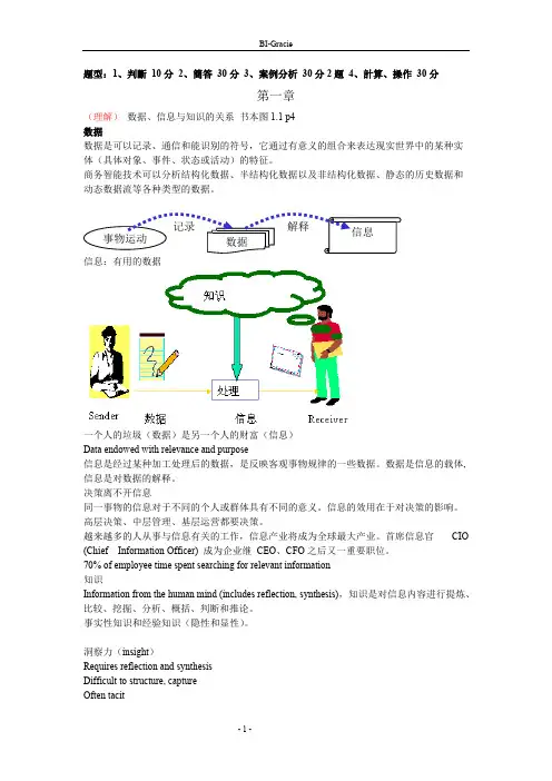 商务智能复习题