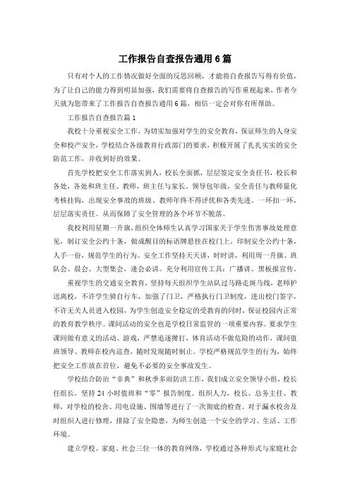 工作报告自查报告通用6篇