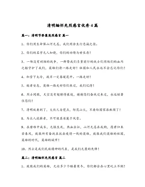 清明缅怀先烈感言优秀4篇