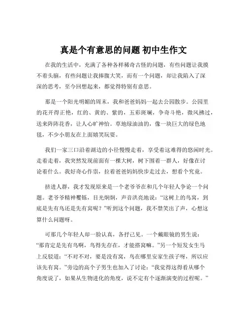 真是个有意思的问题 初中生作文
