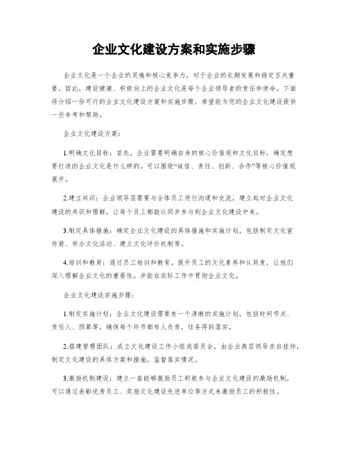 企业文化建设方案和实施步骤