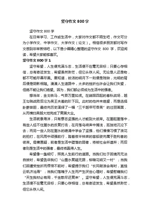 坚守作文800字