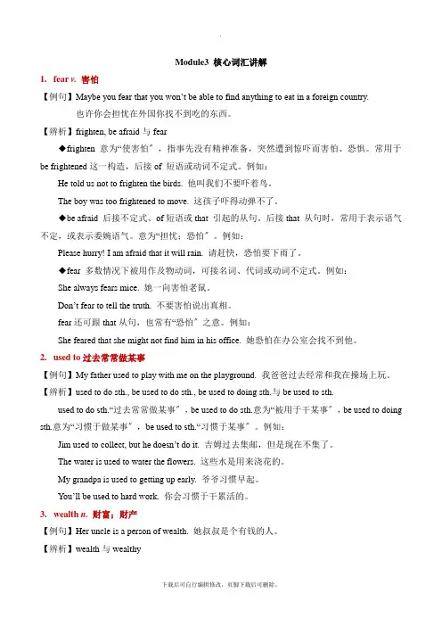 外研版英语九年级下册Module3 核心词汇讲解