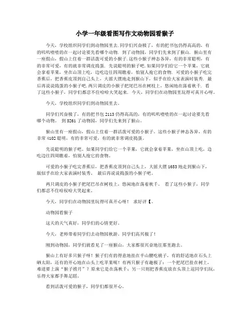 小学一年级看图写作文动物园看猴子