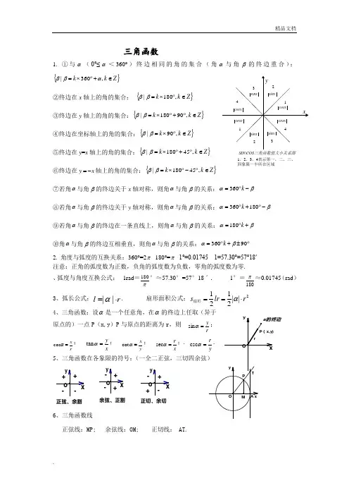 数学三角函数公式大全