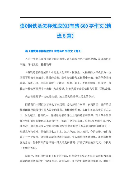 读《钢铁是怎样炼成的》有感600字作文(精选5篇)