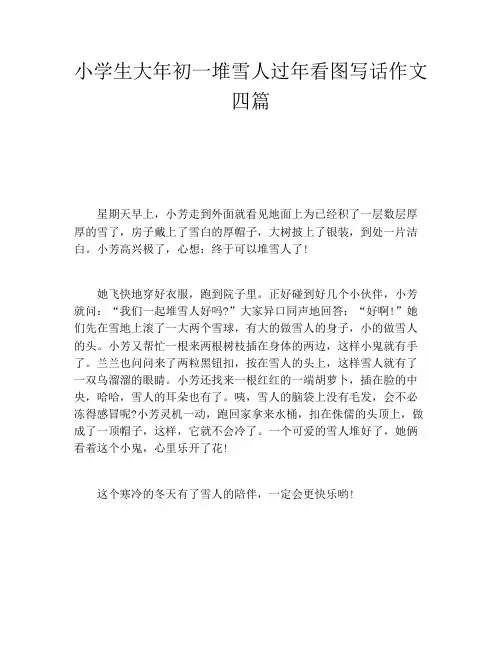 小学生大年初一堆雪人过年看图写话作文四篇