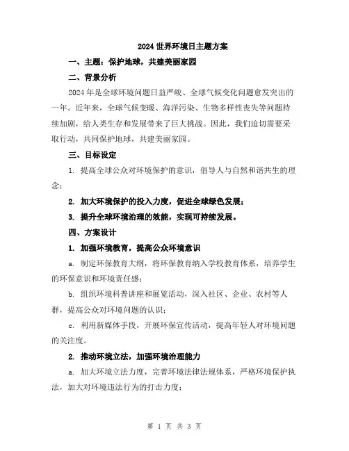 2024世界环境日主题方案