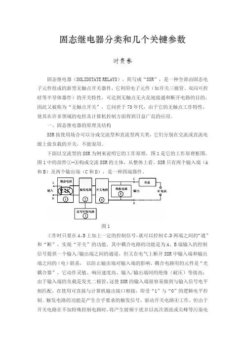 固态继电器分类和几个关键参数