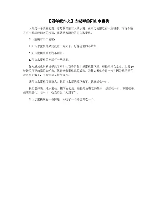 【四年级作文】太湖畔的阳山水蜜桃