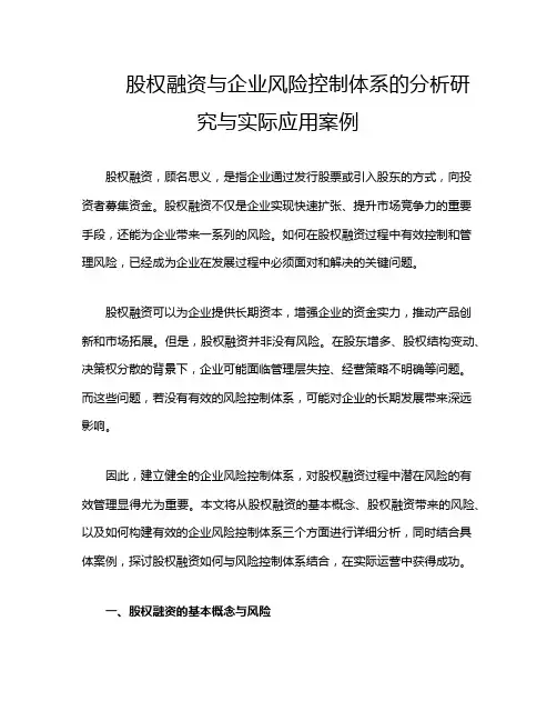 股权融资与企业风险控制体系的分析研究与实际应用案例