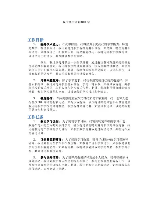 我的高中计划800字