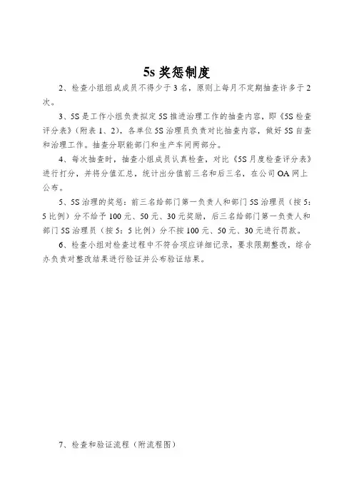 5s奖惩制度