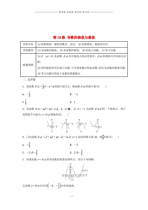 高三数学第19练导数的极值与最值练习29