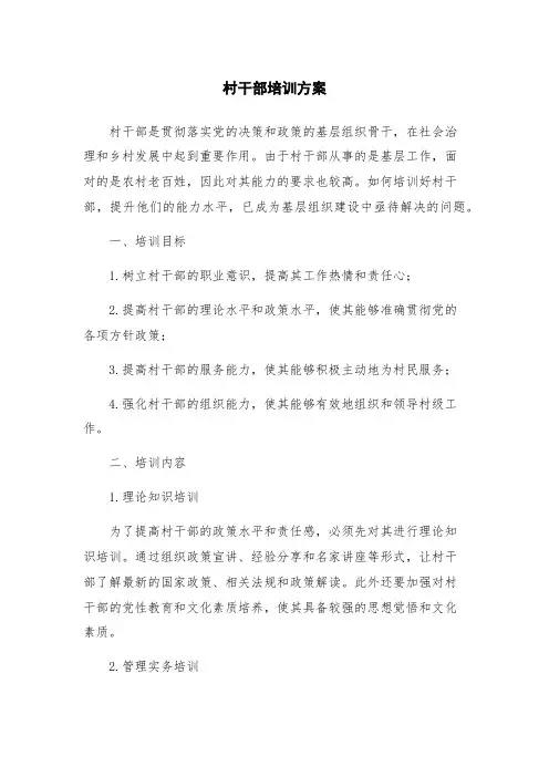 村干部培训方案