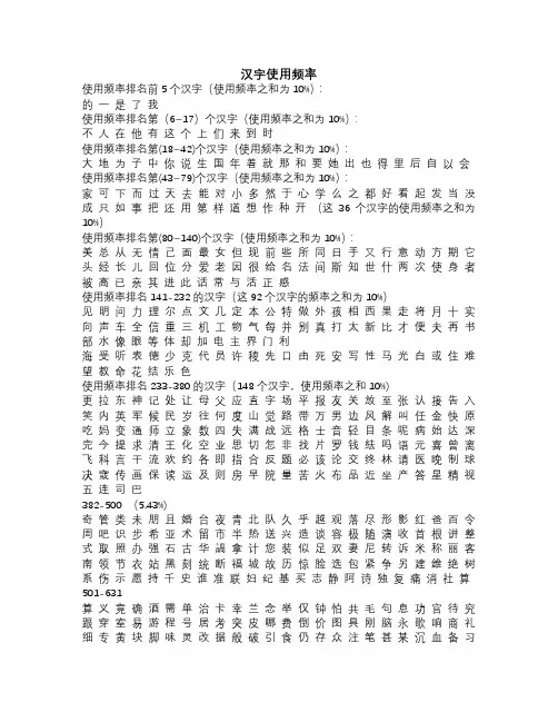 汉字使用频率