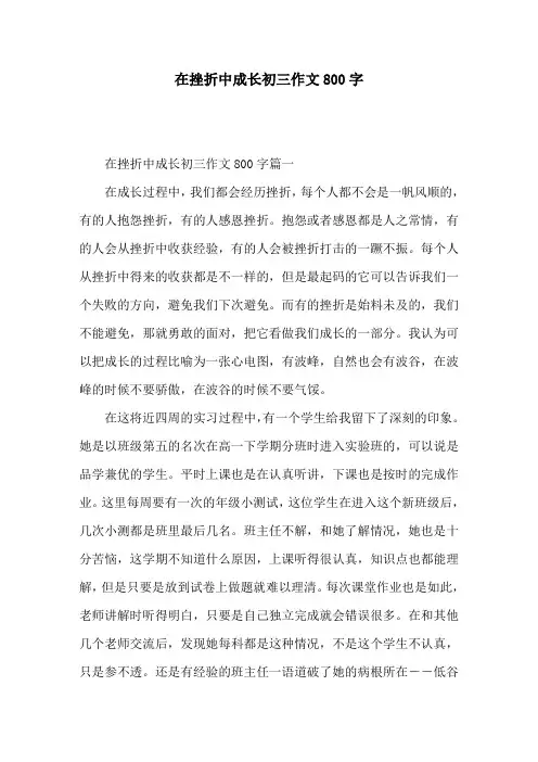 在挫折中成长初三作文800字