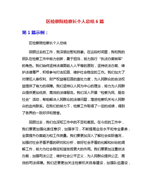 区检察院检察长个人总结6篇