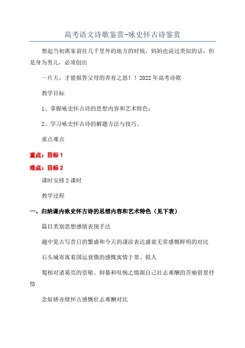 高考语文诗歌鉴赏-咏史怀古诗鉴赏