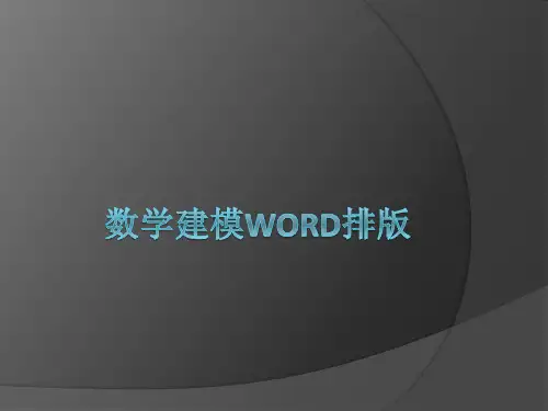 数学建模word排版