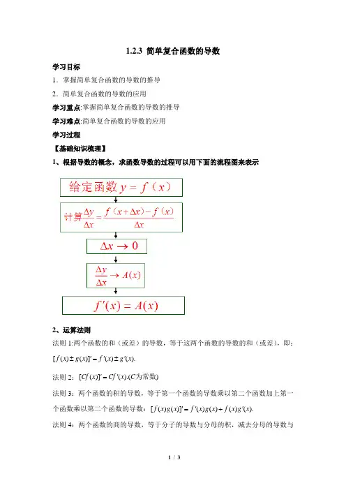 苏教版高中数学选修2-2《简单复合函数的导数》教学教案1