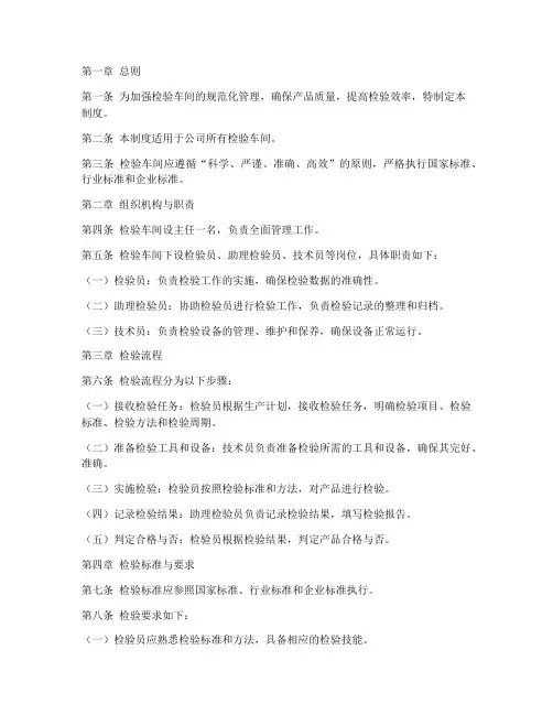 检验车间规范管理制度范本