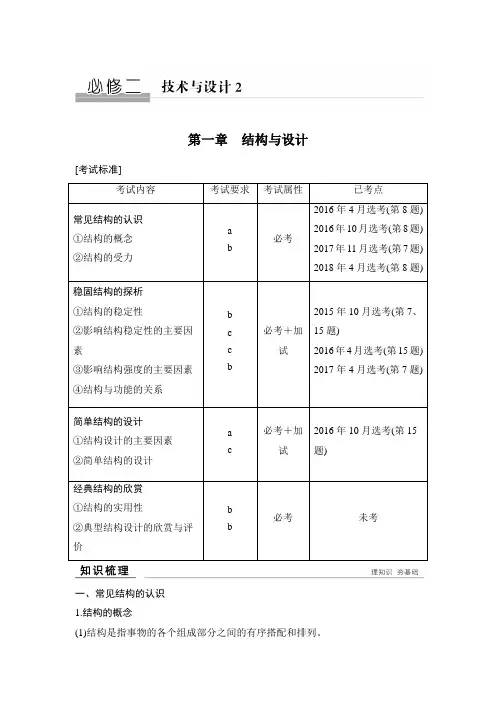 2020选考 通用技术 必修二 第一章 结构与设计