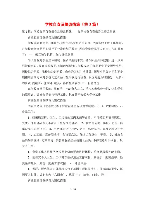 学校自查及整改措施(共3篇)