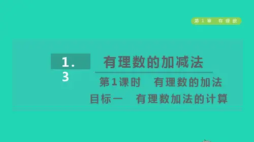 2021秋七年级数学上册1、3有理数的加减法第1课时有理数的加法目标一有理数加法的计算习题新人教版