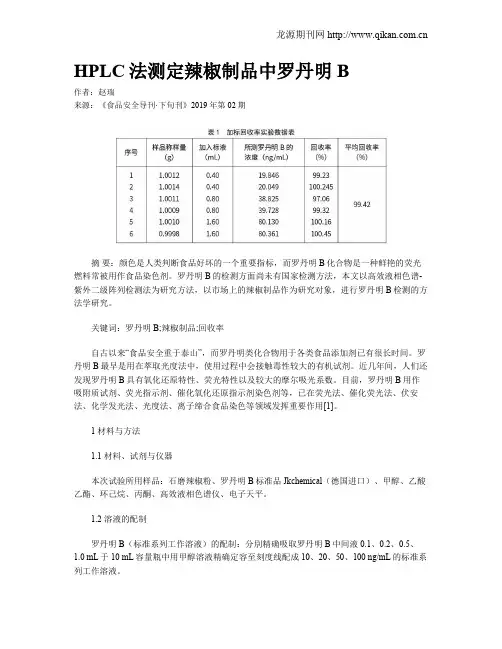 HPLC法测定辣椒制品中罗丹明B