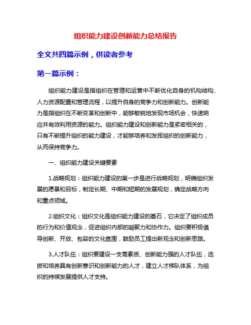 组织能力建设创新能力总结报告