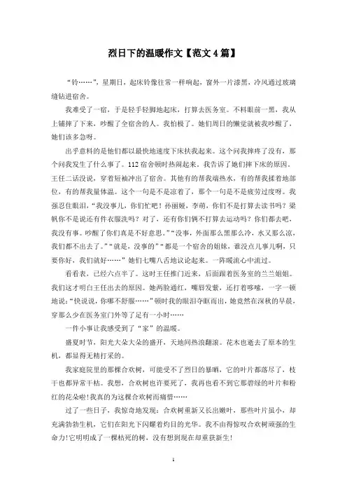 精选烈日下的温暖作文【范文4篇】