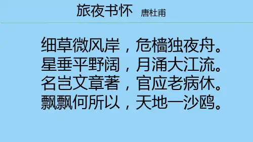 旅夜书怀_唐诗鉴赏_唐_杜甫