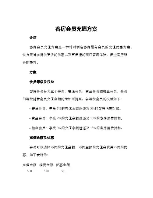 客房会员充值方案 2