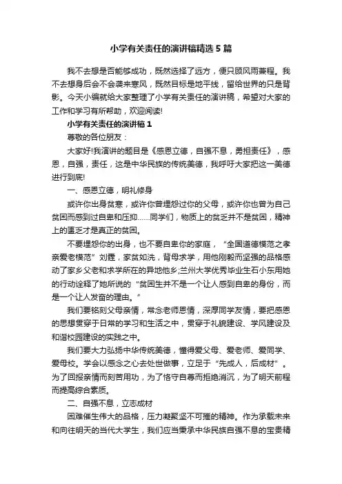 小学有关责任的演讲稿精选5篇