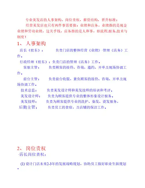TONY--美发门店人事架构