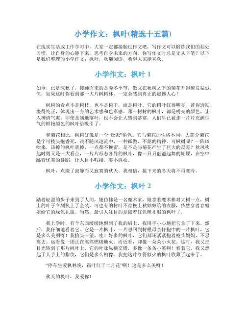 小学作文：枫叶(精选十五篇)